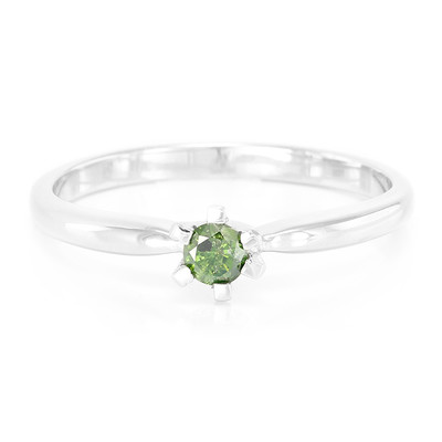 Zilveren ring met een smaragdgroene diamant