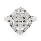 Zilveren ring met smaragdgroene diamanten