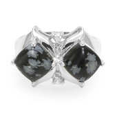 Zilveren ring met sneewvlokken obsidiaanstenen
