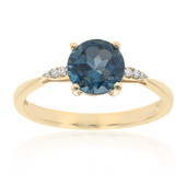 Gouden ring met een Londen-blauwe topaas