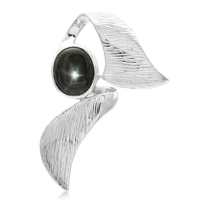 Zilveren hanger met een zwarte ster saffier (MONOSONO COLLECTION)