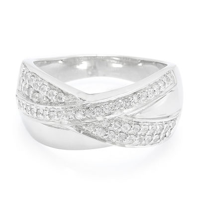 verrader vergroting Omgeving Zilveren ring met witte saffieren-7799HK | Juwelo sieraden