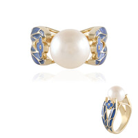 Zilveren ring met een Witte zoetwater kweekparel (Adela Silber)