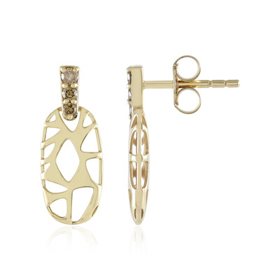 Gouden oorbellen met I2 Champagne Diamanten (Ornaments by de Melo)