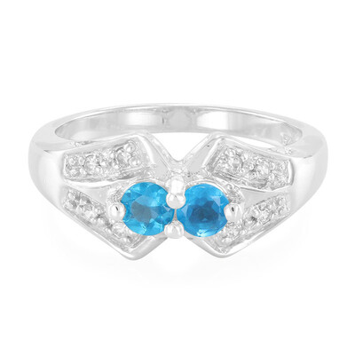 Zilveren ring met neon blauwe apatieten