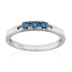 Platina ring met blauwe SI2 diamanten