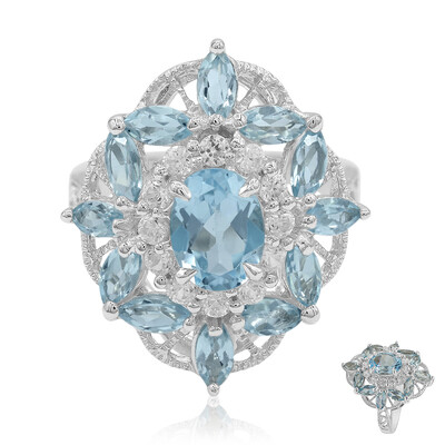 Zilveren ring met een hemel-blauwe topaas