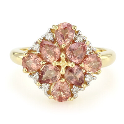 Gouden ring met Onverhitte Padparadscha Saffieren (AMAYANI)