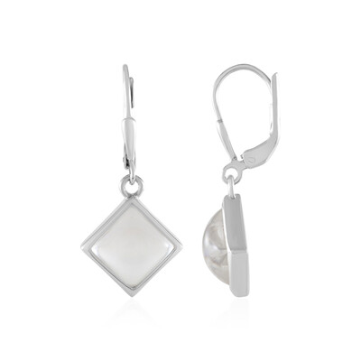 Zilveren oorbellen met witte kwartskristallen (MONOSONO COLLECTION)