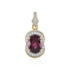 Gouden hanger met een magenta granaat
