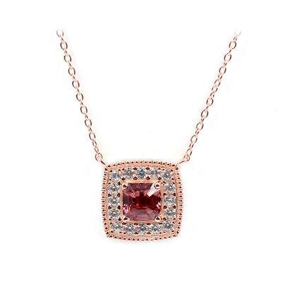 Zilveren halsketting met een roze zirkoon (Dallas Prince Designs)