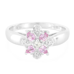 Zilveren ring met Ceylon roze saffieren