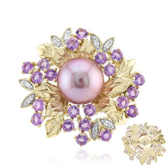 Zilveren broche met een paarse Ming parel (TPC)
