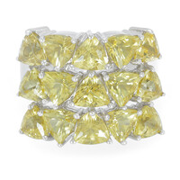 Zilveren ring met gele berillstenen
