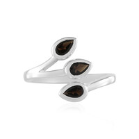 Zilveren ring met rookkwartskristallen