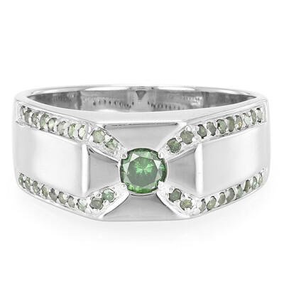 Zilveren herenring met een Fancy diamant
