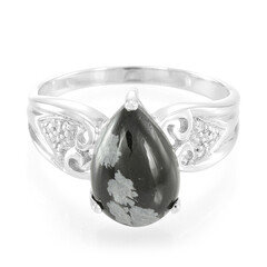 Zilveren ring met een sneeuwvlokken obsidiaan