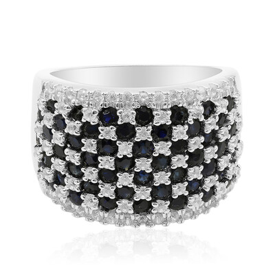 Zilveren ring met blauwe saffieren