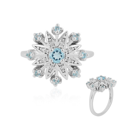 Zilveren ring met een Zwitsers-blauwe topaas