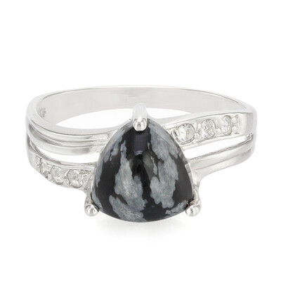 Zilveren ring met een sneeuwvlokken obsidiaan