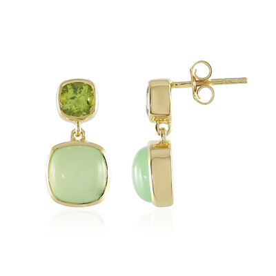 Zilveren oorbellen met groene chalcedoonstenen