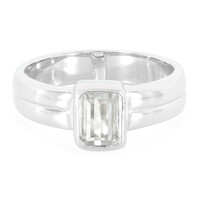 Zilveren ring met een kanariegele kunziet