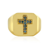 Zilveren ring met I4 Blauwe DIamanten