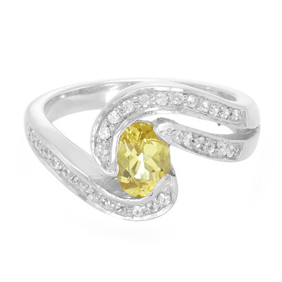 Zilveren ring met een gele beril