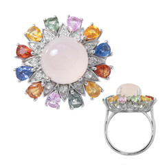 Zilveren ring met een roze chalcedon