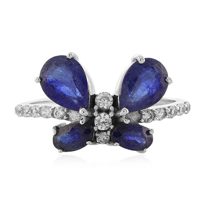 Zilveren ring met blauwe saffieren