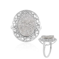 Zilveren ring met een Zilver Gllitter Agaat