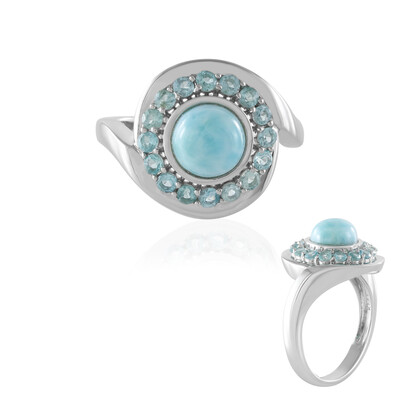 Zilveren ring met een larimar (KM by Juwelo)