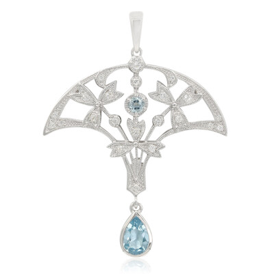Zilveren hanger met een hemel-blauwe topaas