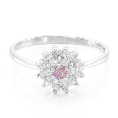 Zilveren ring met een Ceylon roze saffier
