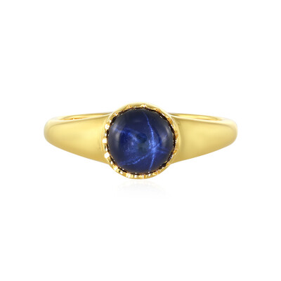 Zilveren ring met een blauwe ster saffier