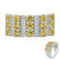 Zilveren ring met gouden berilstenen