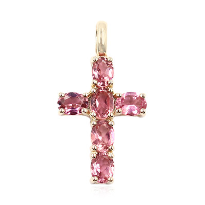 Gouden hanger met roze toermalijnen