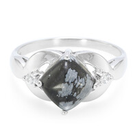 Zilveren ring met een sneeuwvlokken obsidiaan