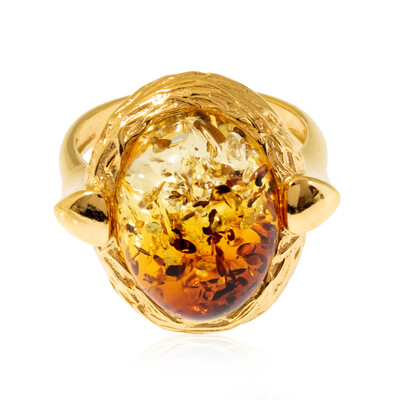 Zilveren ring met een Baltische barnsteen (dagen)