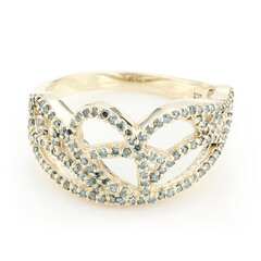 Gouden ring met bosgroene diamanten