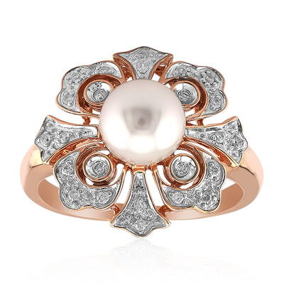Gouden ring met een Akoya parel (TPC)