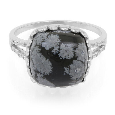 Zilveren ring met een sneeuwvlokken obsidiaan