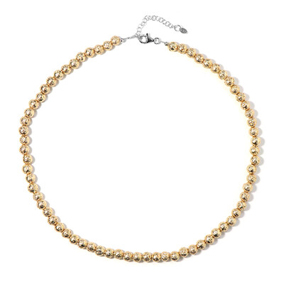 Zilveren halsketting met Gouden lava parels