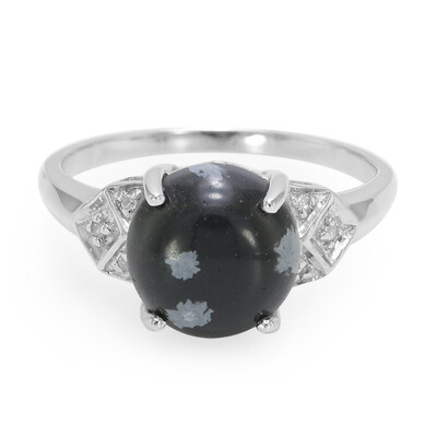 Zilveren ring met een sneeuwvlokken obsidiaan