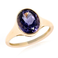 Gouden ring met een bosbes kwarts