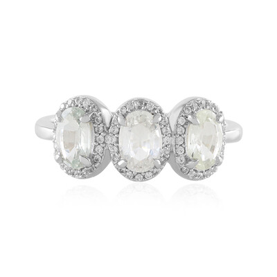 Zilveren ring met witte saffieren