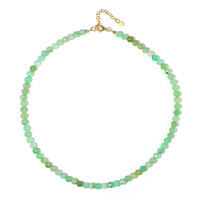 Zilveren halsketting met chrysopraasstenen