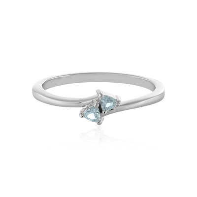 Zilveren ring met hemel-blauwe topaasstenen