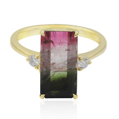 Gouden ring met een watermeloen-toermalijn