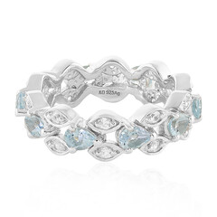 Zilveren ring met hemel-blauwe topaasstenen